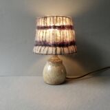 Sandstone lamp with its original wool lampshade, 1970s