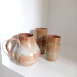 Stoneware pitcher and cups