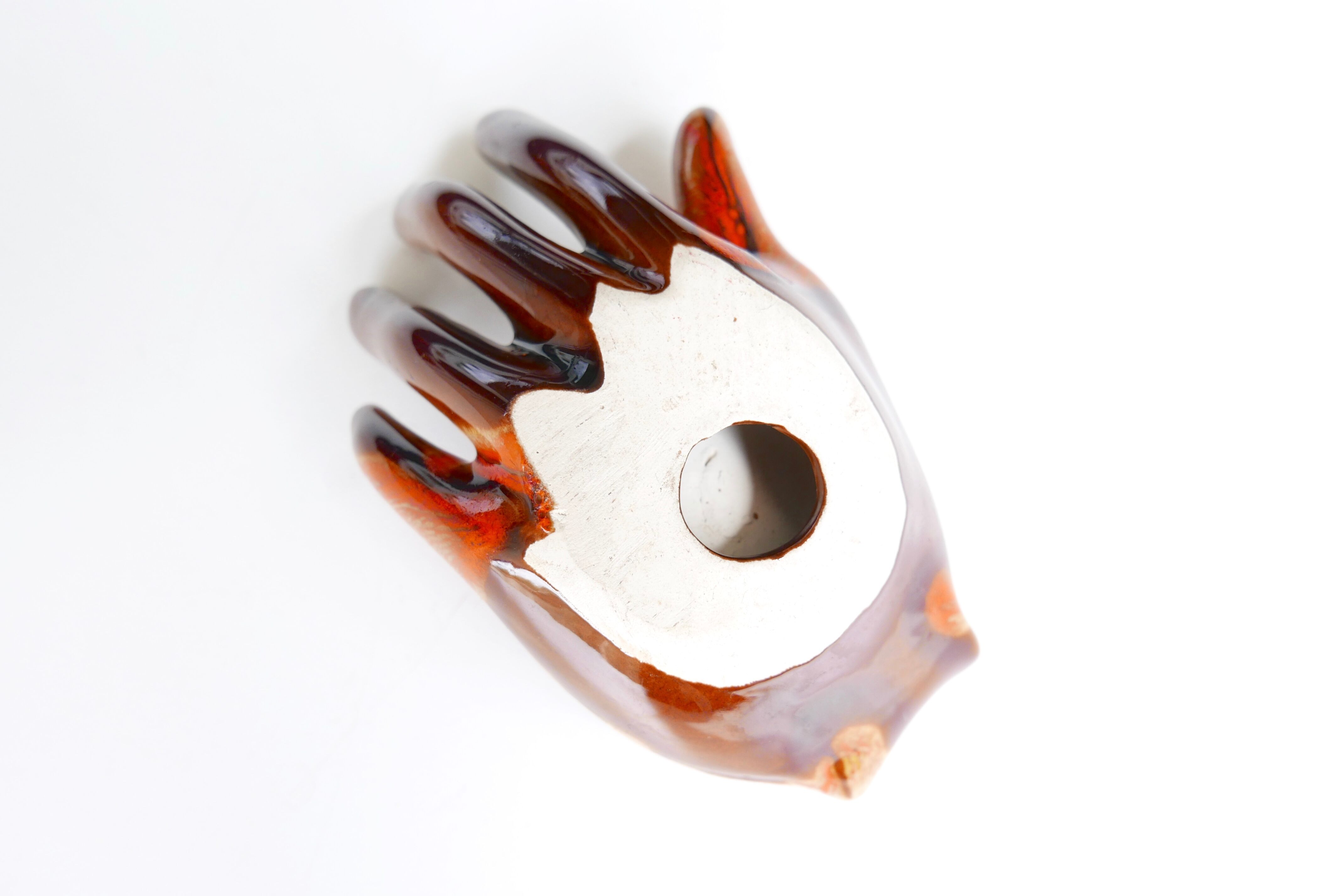 Hand vacuum Pocket ceramic Orange Vallauris, years 70