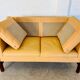 VINTAGE DANISH RETRO SKIPPER 2 PERSON SOFA IN BUTTERMILK LEATHER