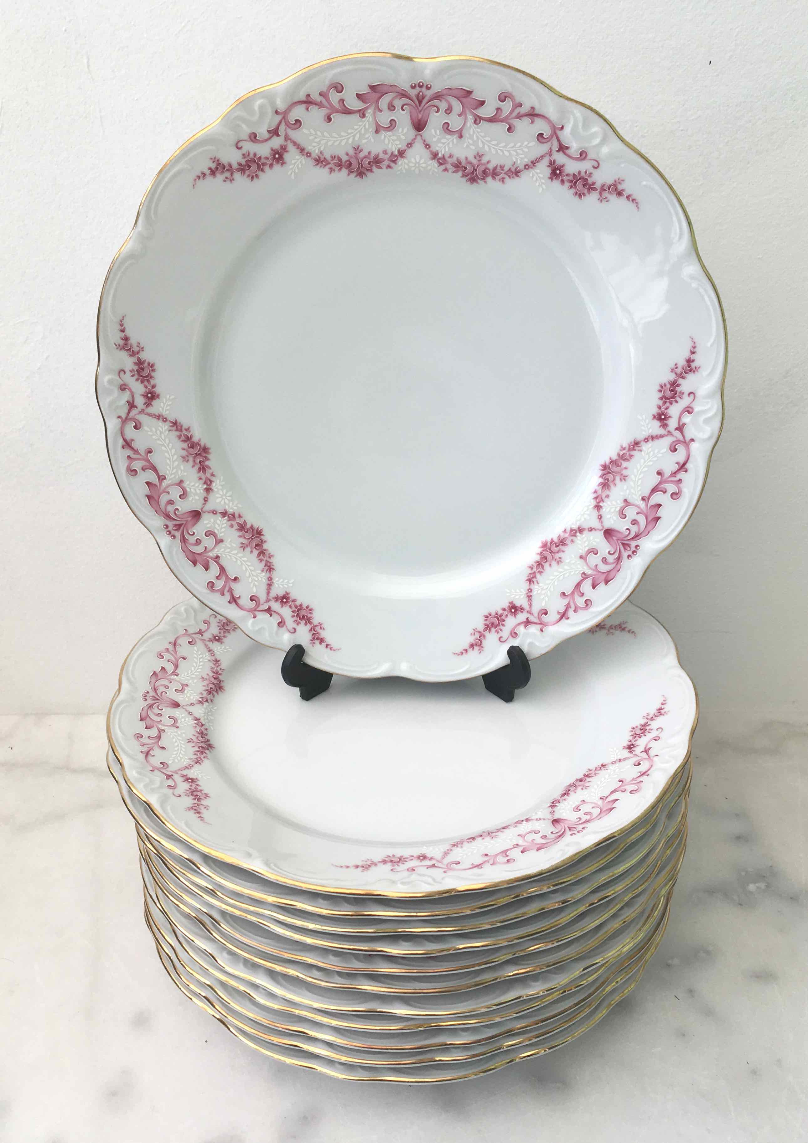 12 assiettes plates en porcelaine