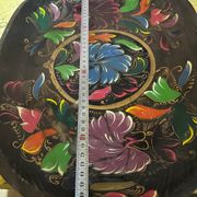 Mid-century hand-painted floral decorative tray / catchall 49 cm / 33 cm