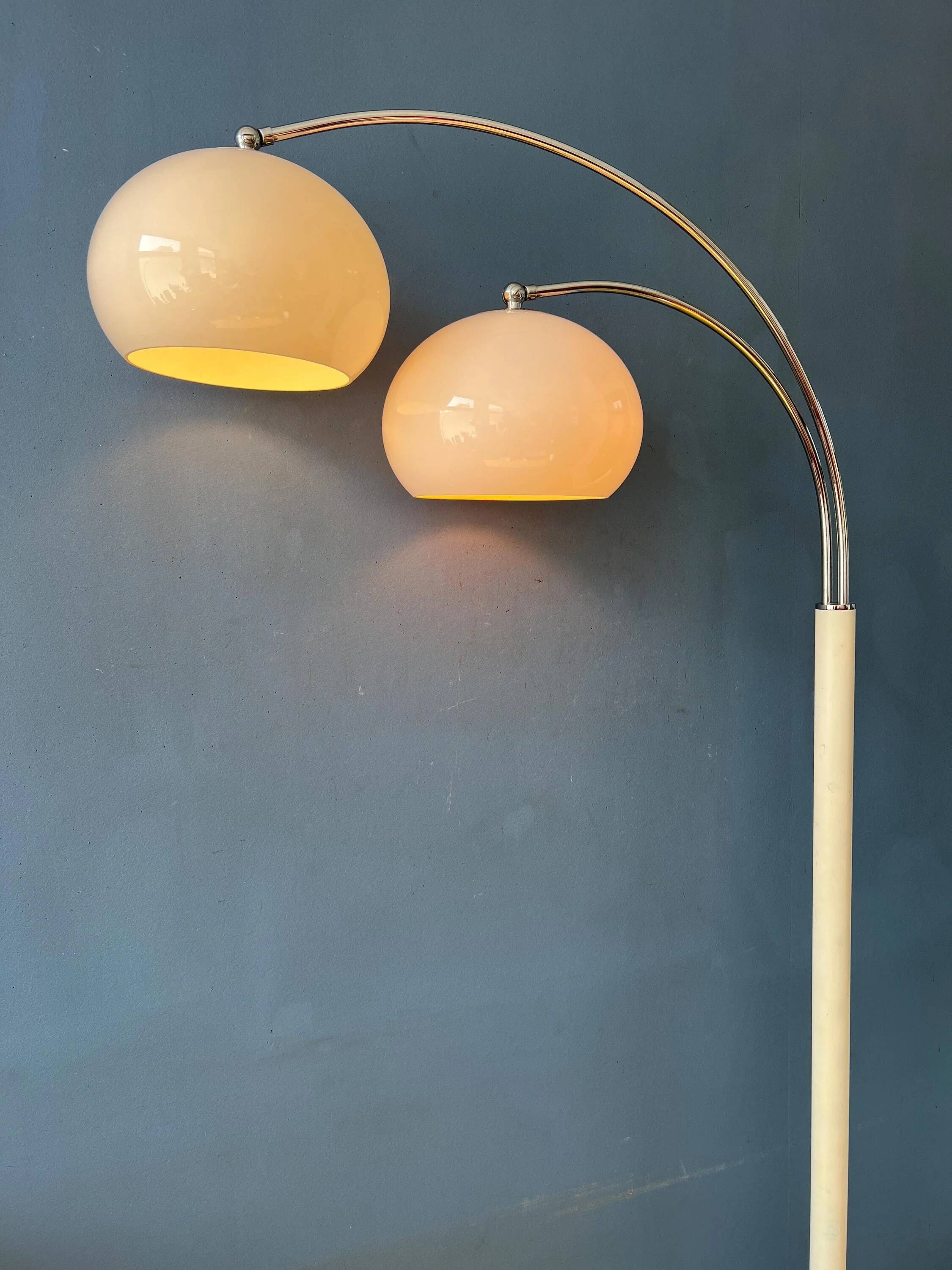 Space Age Dijkstra double arc white mushroom floor lamp