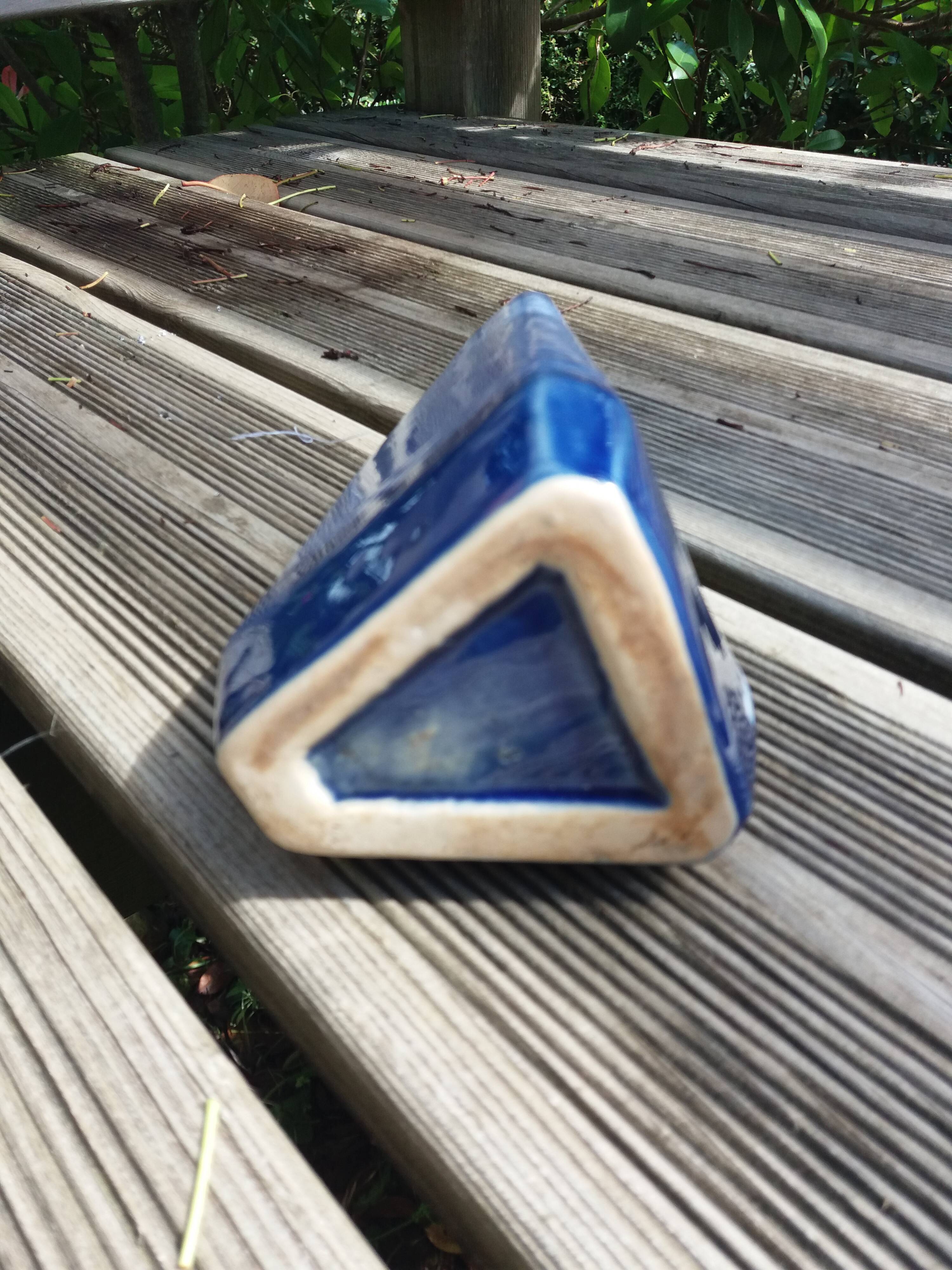 Geometric speckled glazed ceramic vase