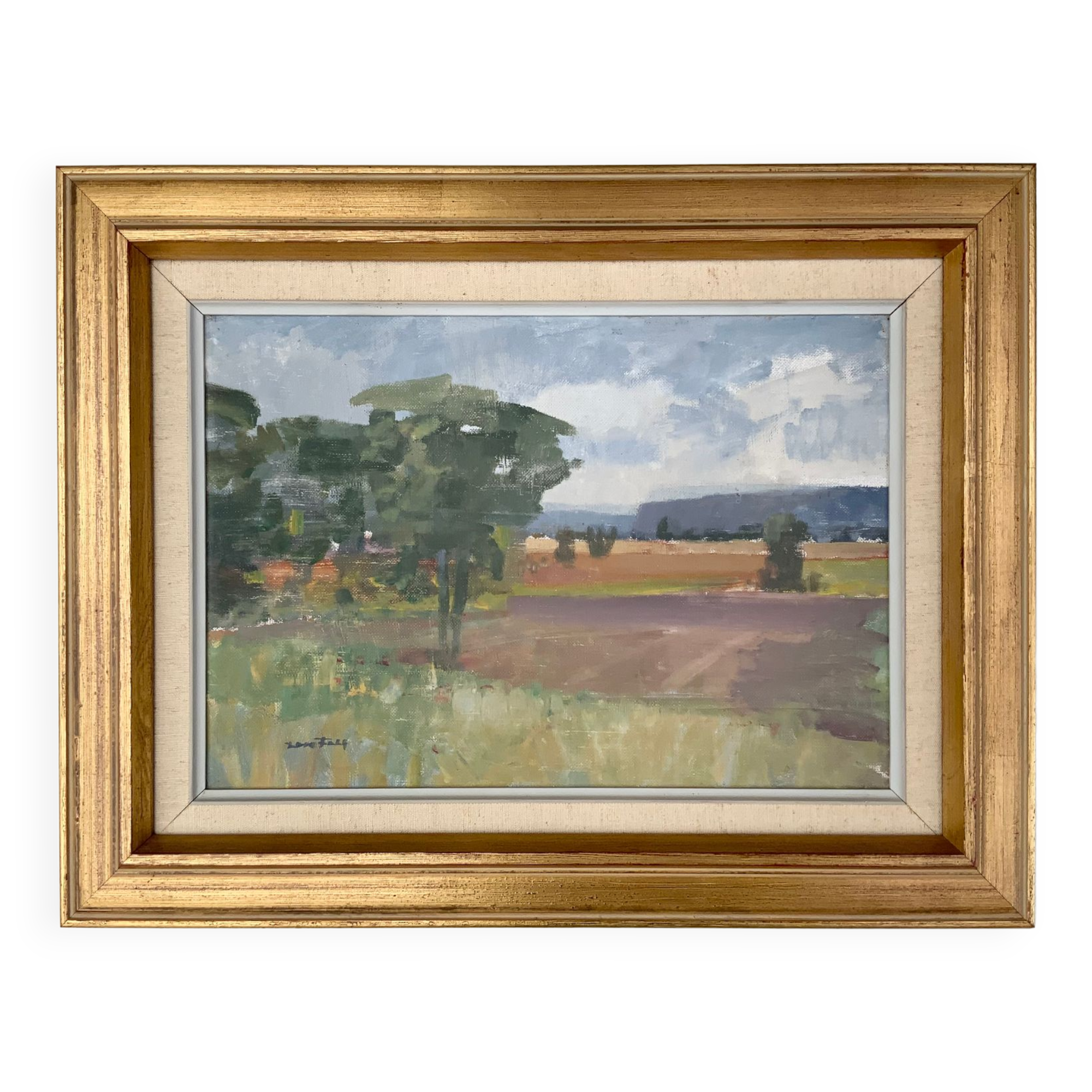 Swedish Modernist Landscape Oil Painting 1960s