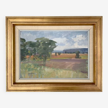 Swedish Modernist Landscape Oil Painting 1960s