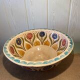 Hand painted enameled ceramic salad bowl