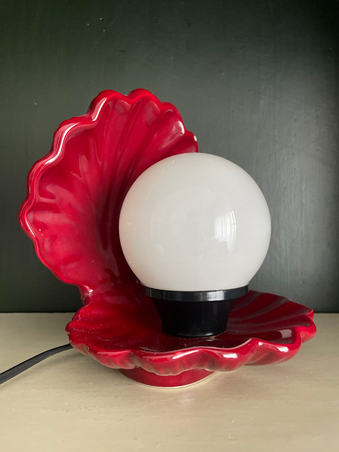 Lampe veilleuse coquillage perle vintage
