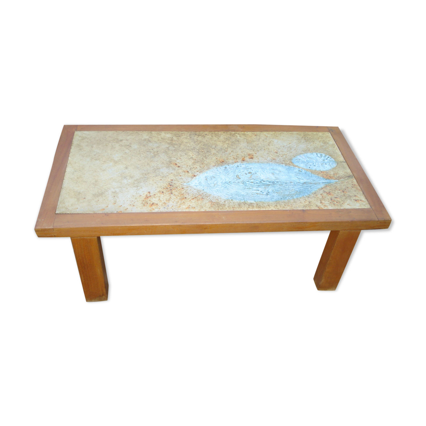 Coffee table with plate enamelled ceramic Les 2 Potiers, 1960