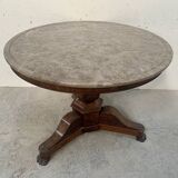 Round Empire style pedestal table in mahogany and marble, 19th century