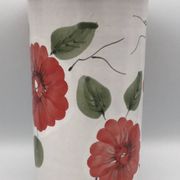 Vase, vintage glazed terracotta pottery, with signed floral decoration