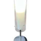 Glass and opaline table lamp with stainless steel base