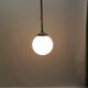 Vintage 70s pendant lamp in white opaline glass, 20 cm globe, chrome, light