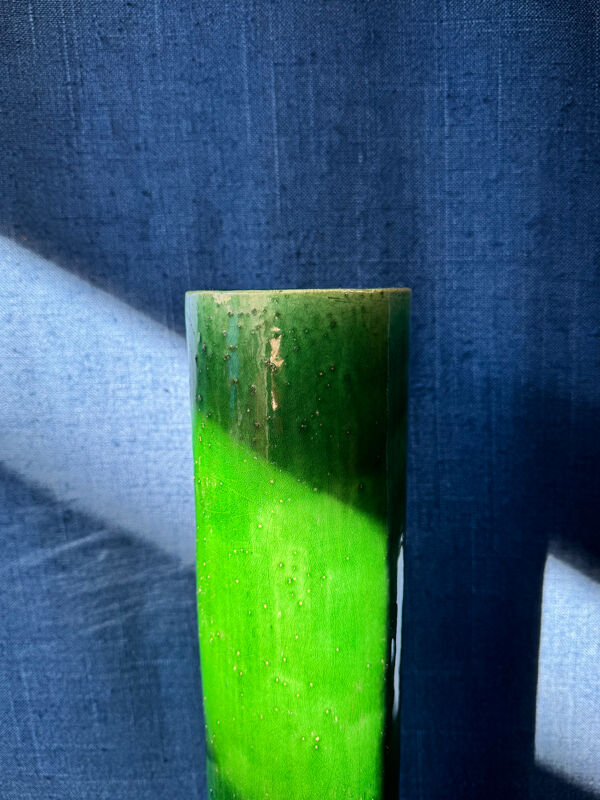 Grand vase Art nouveau en grès émaillé vert craquelé – Col balustre fu