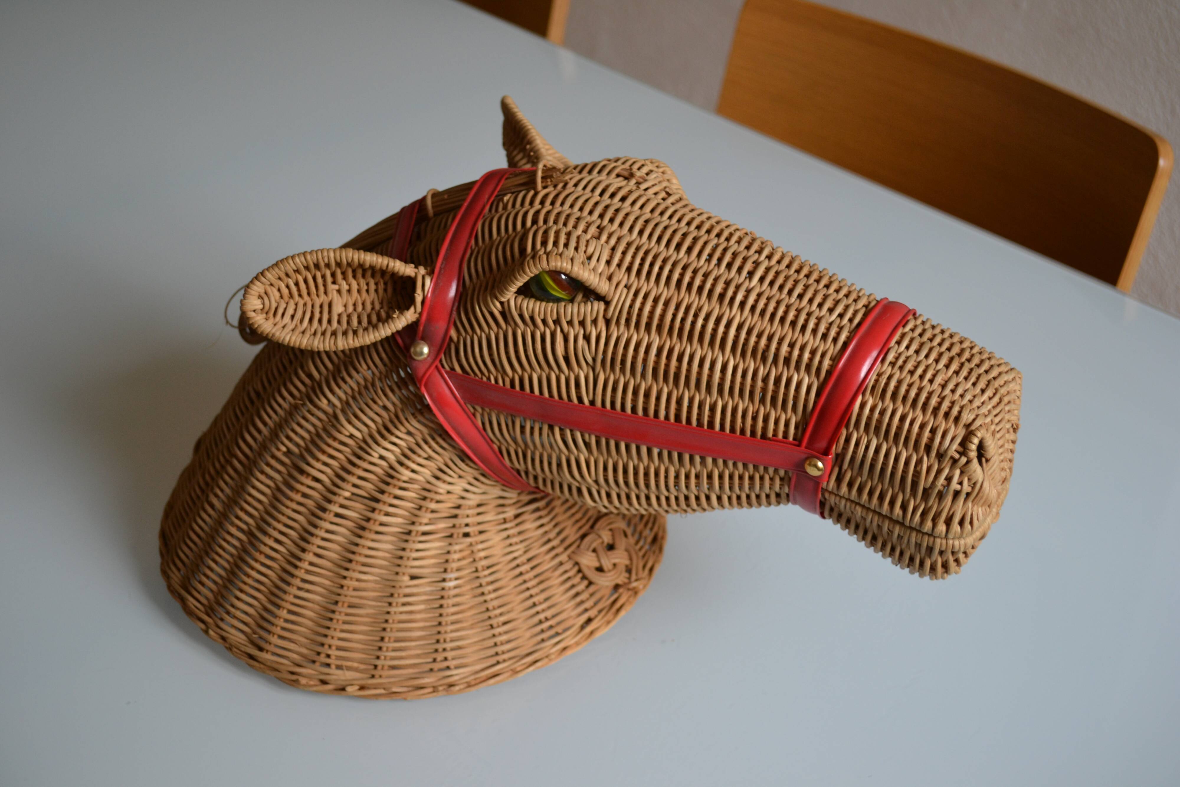 Rattan horse head 1960s 1970s