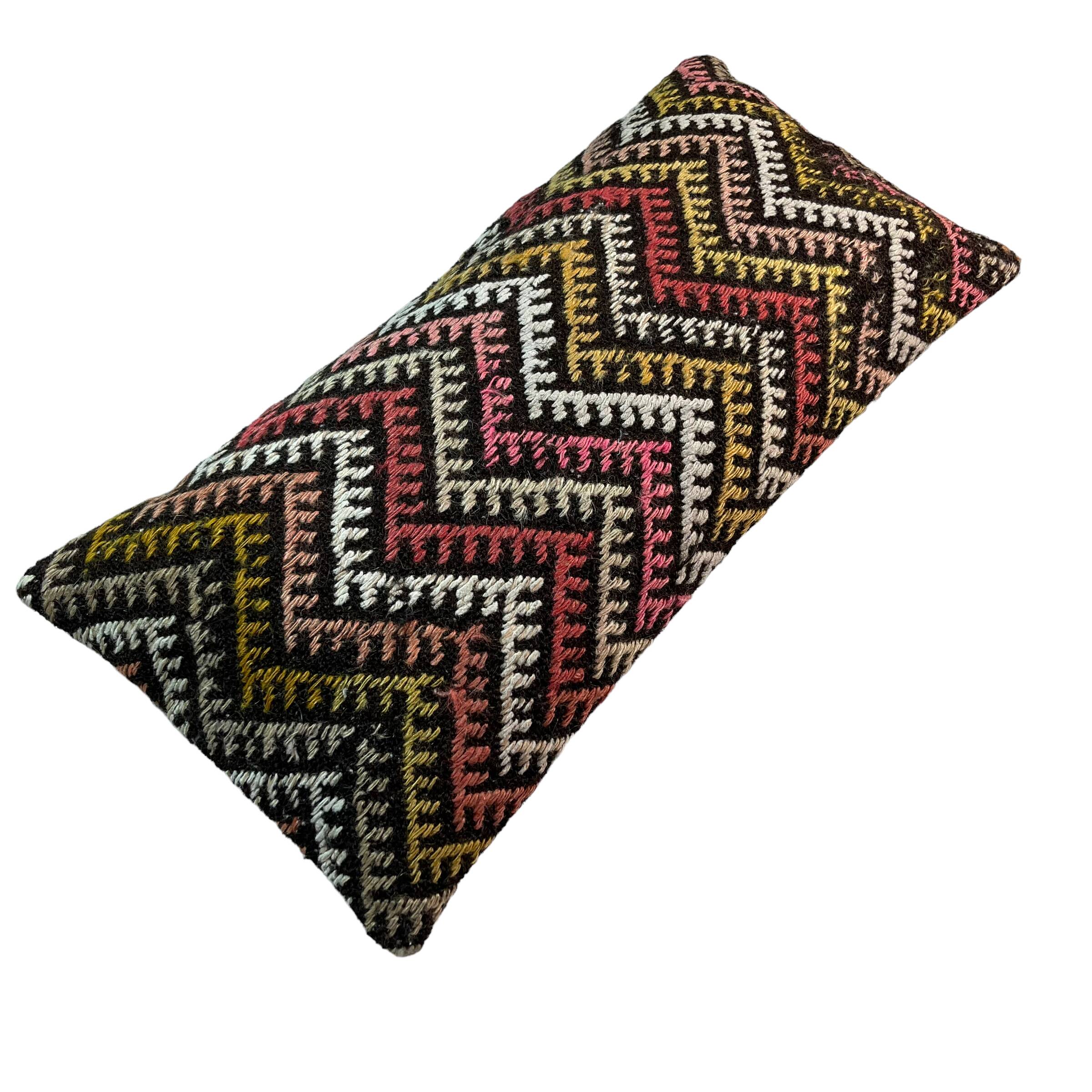 Vintage turkish kilim cushion cover , 30 x 60 cm