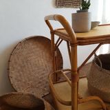 Serving table in rattan and vintage wicker