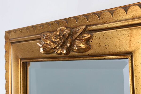 Miroir rectangulaire en résine dorée Deknudt, Belgique 20e siècle