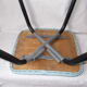 Vintage stool with tapered legs in sky blue faux leather.