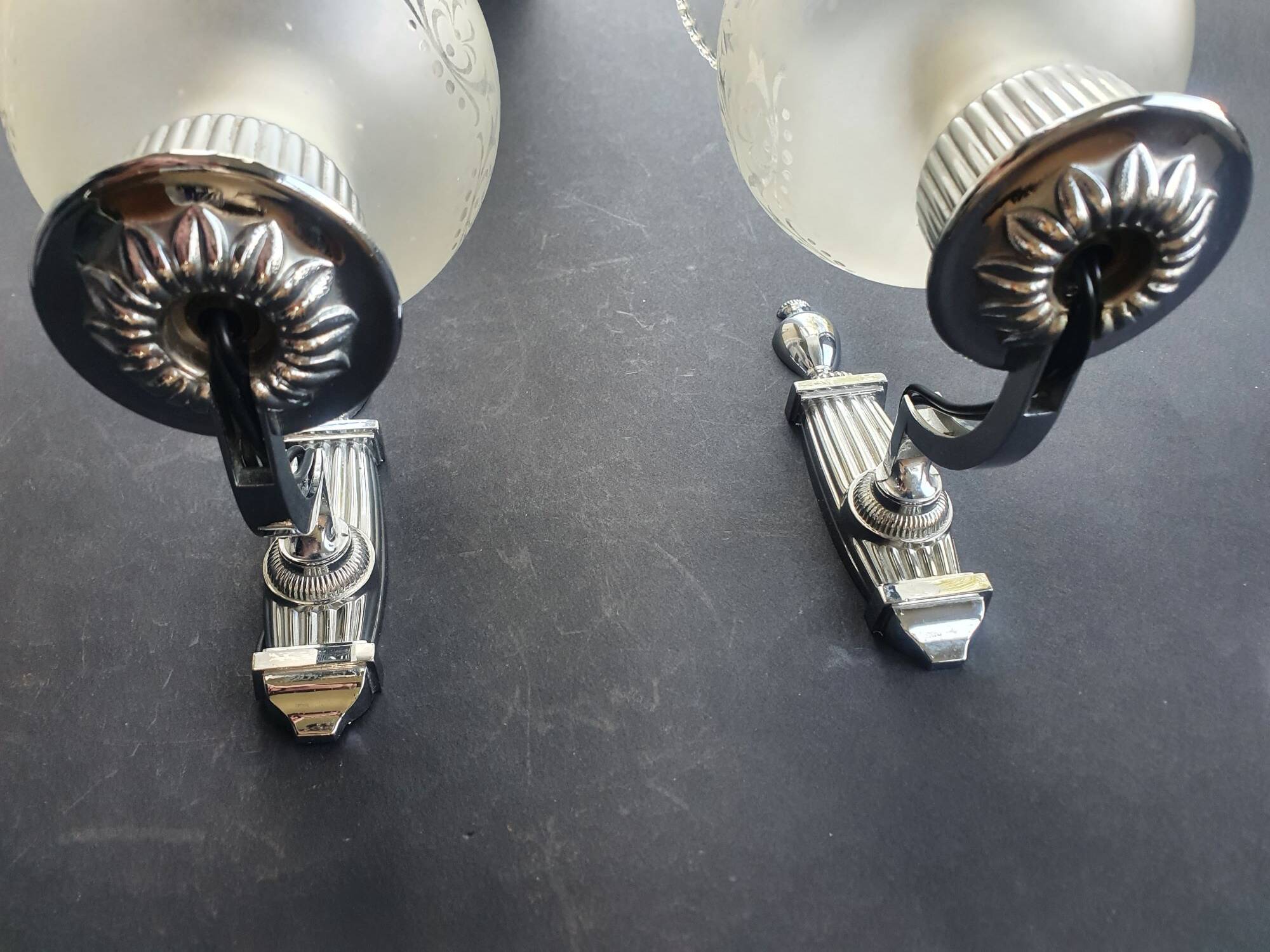 Pair of chrome wall sconces vintage bathroom