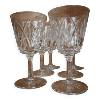 Set of 6 Harlequin water glasses in Reims crystal glass 1950