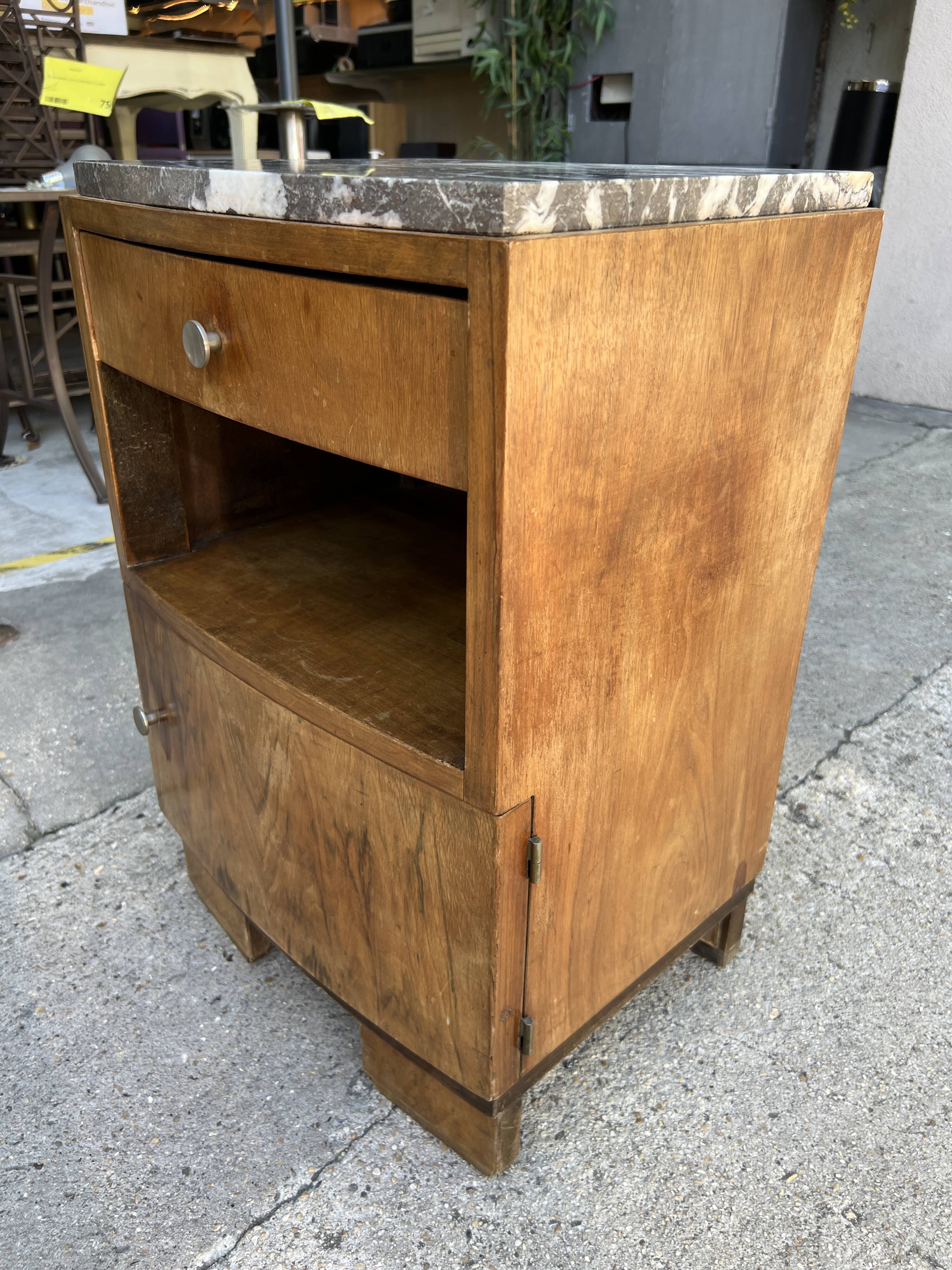 Bedside table with art deco marble