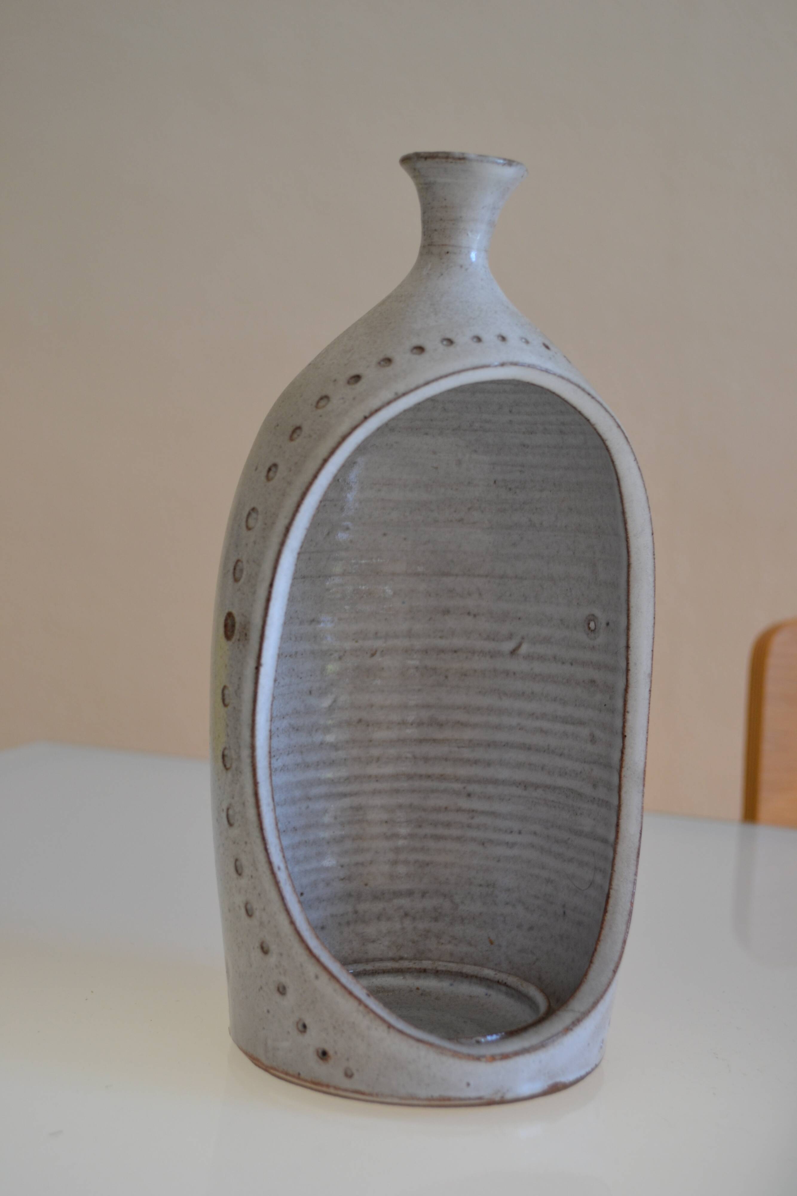 Ceramic stoneware candle holder from the 1970s.