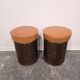 1970s Vintage Wooden Stool – Faux Leather Cushion & Aluminium Trim