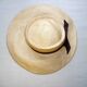 Handmade 50s boater hat in straw and brown ribbon