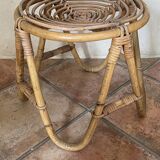 Tabouret vintage en rotin arqué. 1970.