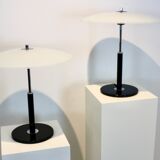 Lampes de table en acier et en verre laiteux par Ikea, années 1970