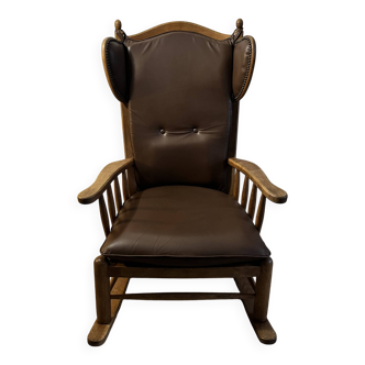 1950s leather wingback armchair