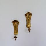 Pair of Art Deco wall sconces in brass, Sweden, 1950s