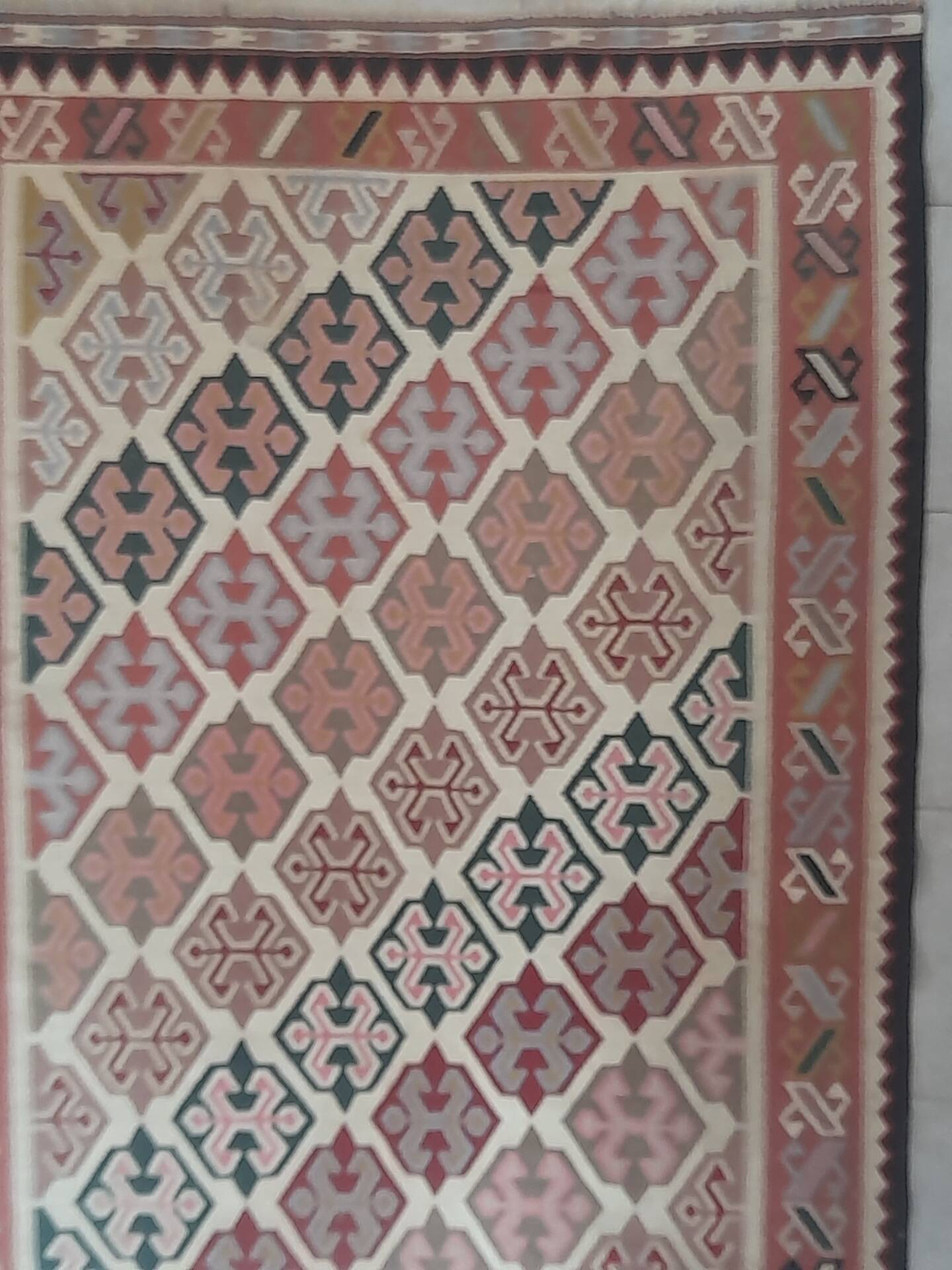 Large geometric kilim rug pure wool 160 x 290 cm