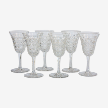 Série de 6 verres à vin en cristal de Baccarat modèle Pontarlier