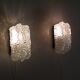 Pair of vintage Scandinavian wall lamps in bubbled glass 1960