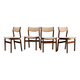 Mid-Century Bentwood Chair Set in Stained Beech with Wool Upholstery