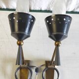 Polished varnished bronze wall lights from the Lunel house - 1950s