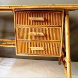 Vintage rattan and bamboo desk