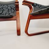 Fauteuils suédois scandinave en cuir des années 1970 par Carl-Henrik Spark pour Ulferts Suède