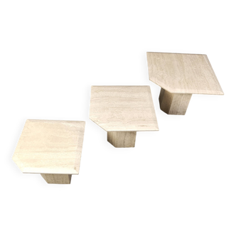 Vintage travertine nesting tables or side tables, 1970s
