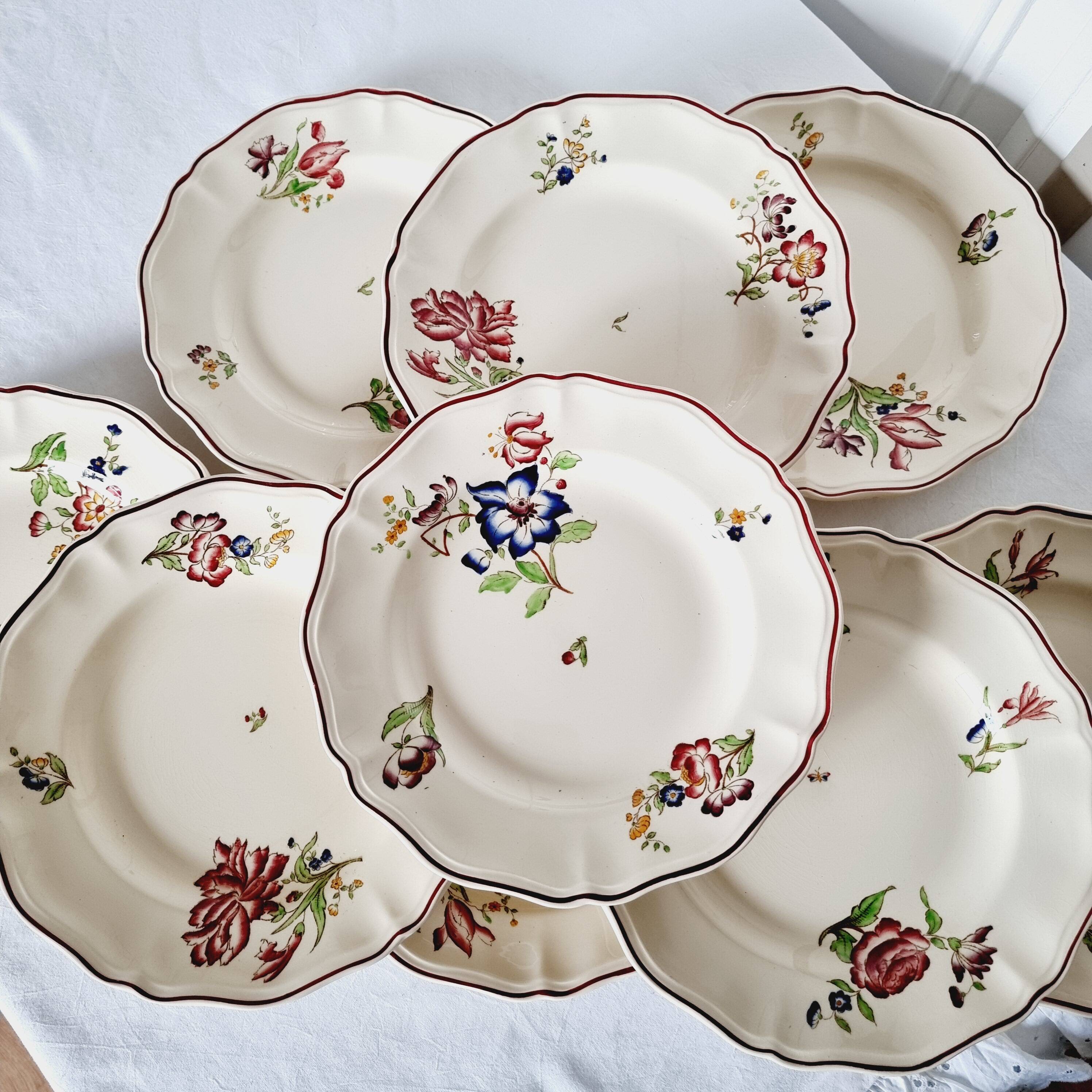 9 Terre de Fer Sarreguemines Flat Plates Rare Model from the Strasbourg Series