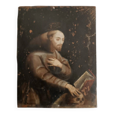 Antique painting on copper, Italian school, 17th century - Saint Francis