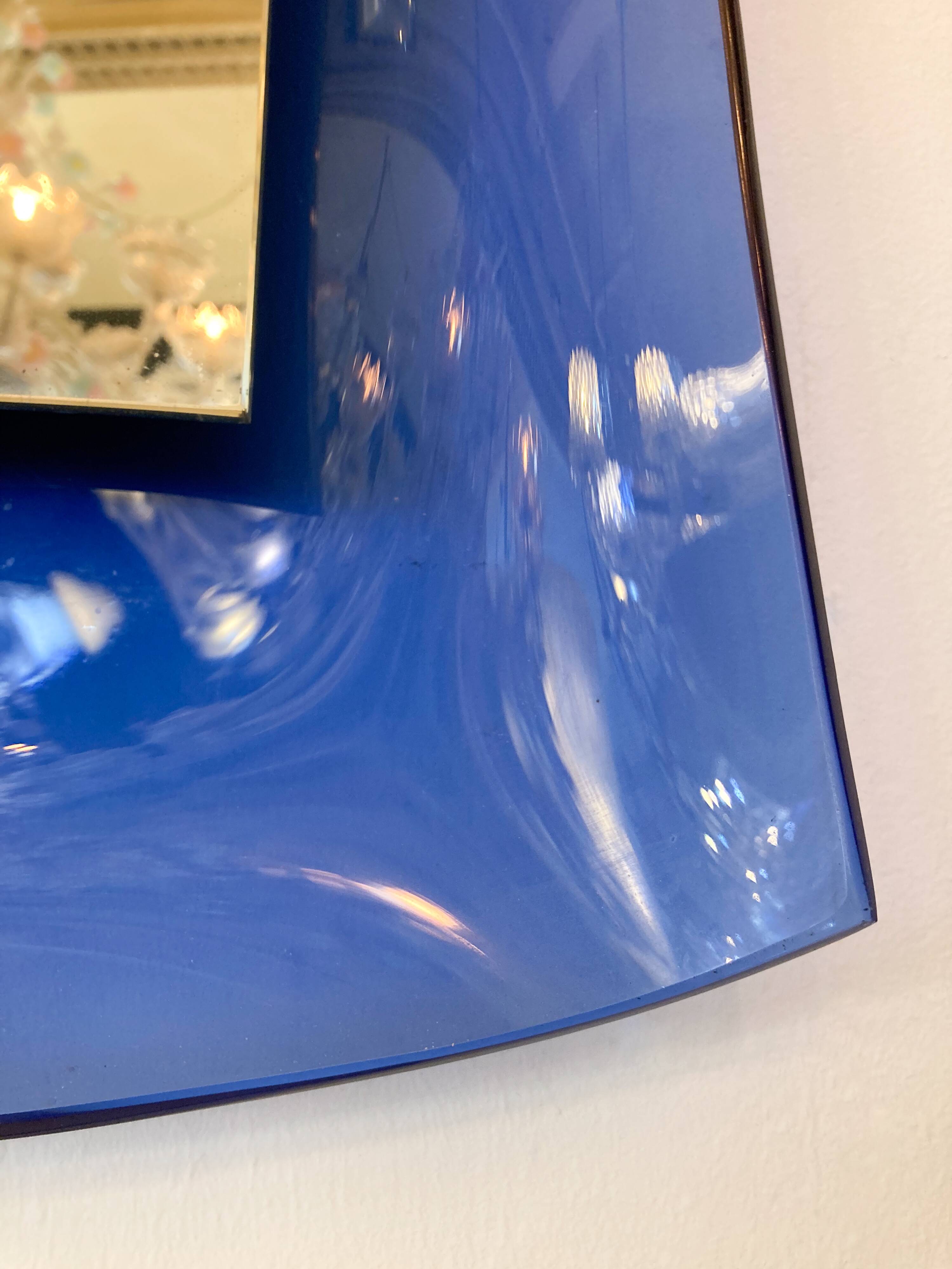 Mid-Century Modern Cobalt Blue Glass Mirror, Italy, 1950s