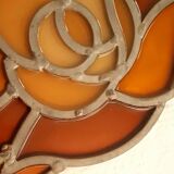 Art Deco style mirror in metal and orange resin, 1970s