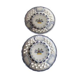 Old Rouen-style blue decorative plates