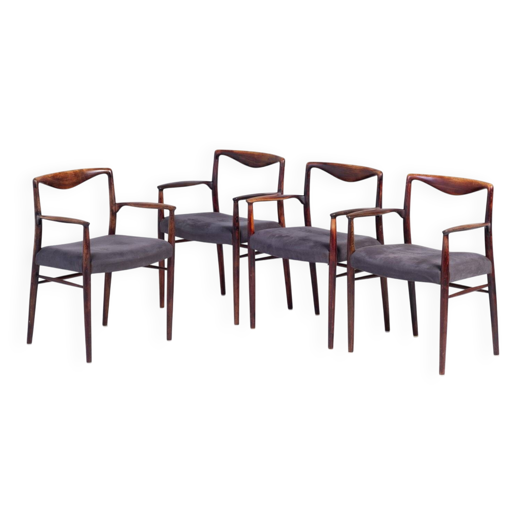 Mid-Century Scandinavian Armchairs in Rosewood by Kai Lyngfeldt-Larsen, 1960s, Set of 4