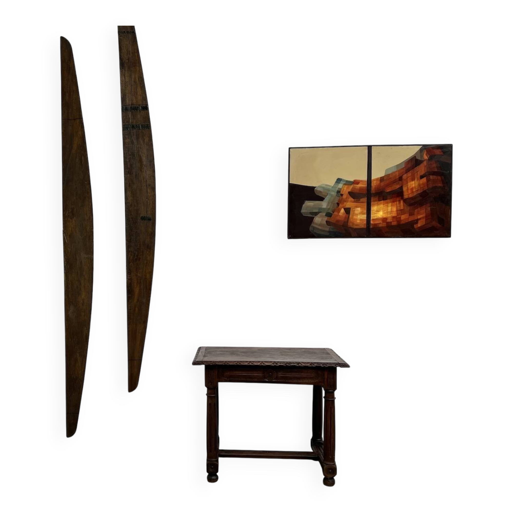 Small carved oak writing table, 19th century