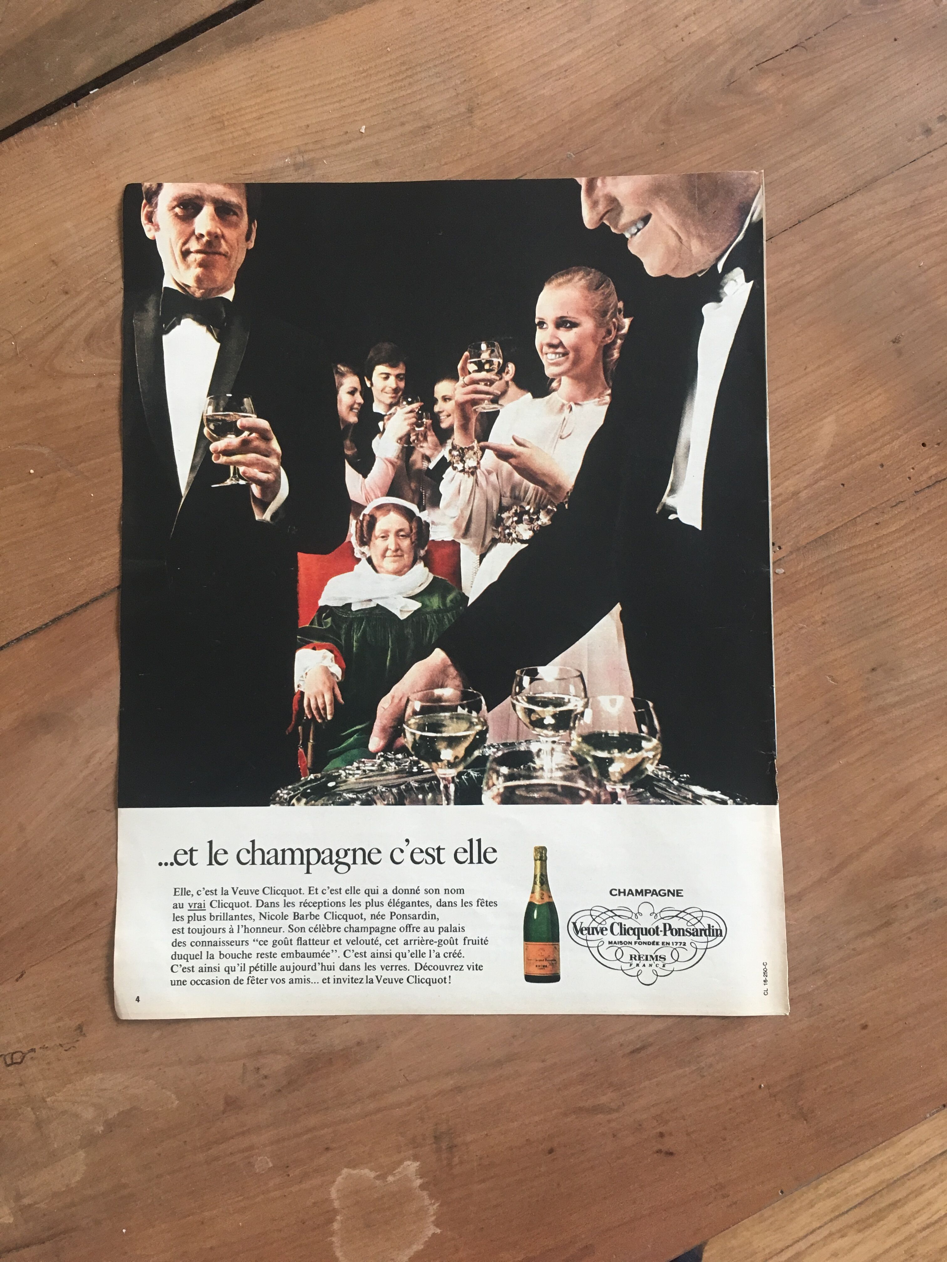 Poster advertising Champagne Veuve Clicquot Ponsardin 1970