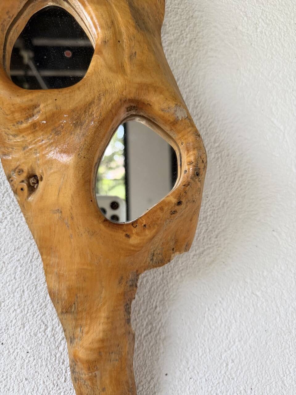 Set de 4 miroirs organiques brutalistes en bois années 50